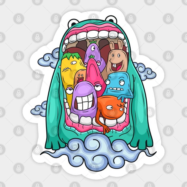 Monster big mouth doodle Sticker by Mako Design 